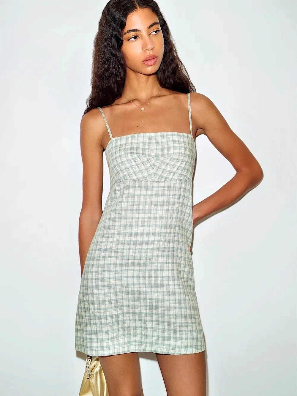 NWT Reformation Demi Linen Dress - Zephyr Check - Size 6